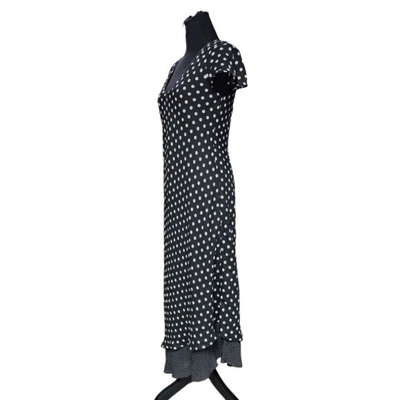 Positive Attitude Black and White Polka-Dot Maxi, Full Length Dress, Size 10 - Picture 3 of 6